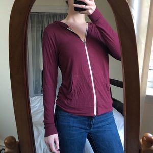 maroon zip up sweatshirt